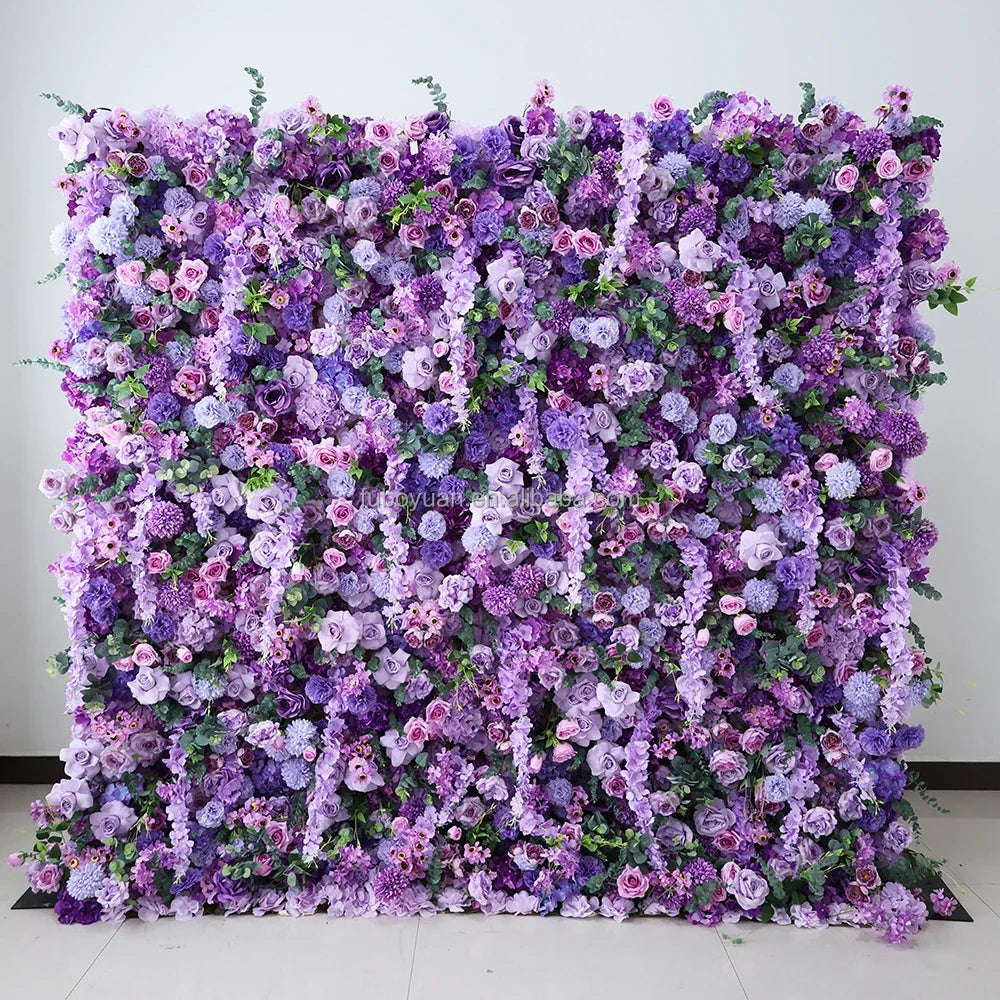 F198 Luxury Restaurant Wall Backdrop Decor Burgundy Flower Mat Artificial 3D 5D Red Faux Silk Rose Flower Wall for Wedding Event