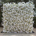 DKB Custom Wedding Decoration Roll up Flower Wall 3D Floral Cloth Flower Wall White Rose Flower Wall Backdrop for Wedding Decor