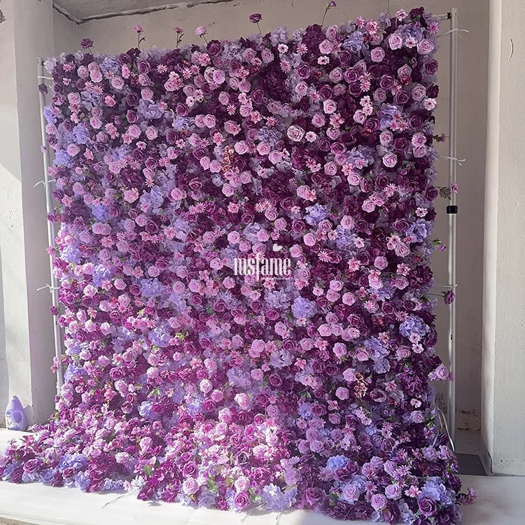 MSFAME Hydrangea Flowers Walls Lavender White Lilac 3D Backdrop Purple Flower Wall Decor