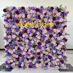 L-R513 Custom High Quality Wholesale 5D Pink Mixed Flowers for Wedding Party Decoration, Best Selling Artificial Flower Wall - 8ft*8ft, 10ft*10ft, Customized / FW504