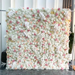 High-density Cloth-based Flower Wall pink Background Wall Three-dimensional Simulated Flower Wall for Wedding Decoration - 1*1m(3.28*3.28ft) / 1*1m--Style 2