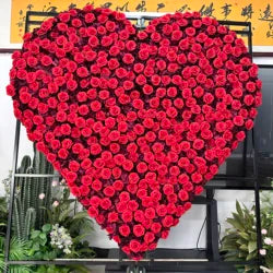 MYFW High-quality Customized 5D 3D Flower Wall Backdrop Silk Artificial Decorative Flower Wall Pink Wedding Rose Wall Penels - 240*240cm free size you like / Red Heart