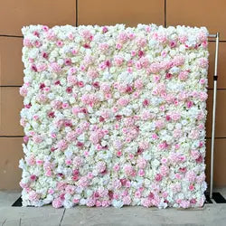 Ultra-realistic Customization Artificial Flower Wall 3D Red Rose Backdrop Silk Fabric Rollable Type