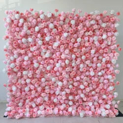 W-B041 New Purple Flower Wall 5D Rolled up Backdrop Flower Wall Party Wedding Decorative Flowers Wall for Birthday Party - 8ft*8ft, 10ft*10ft, custome / FW773