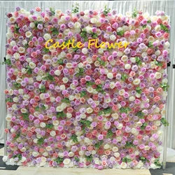 O-W011 8ft X 8ft  Roll up Cloth Flower Wall Backdrop Events Wedding Decor Artificial Flowers Wall Silk Rose Wall Flower Decor - 60cm x 40cm,8ft *8ft, 10ft*10ft / #037