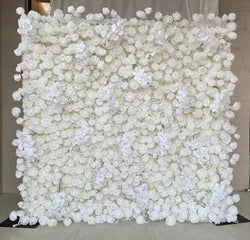 Customize Handmade Realistic 5D Roll Cloth Artificial Silk Rose Flower Wall Wedding Back School Eco-friendly Decor Panel - Medium / 1#
