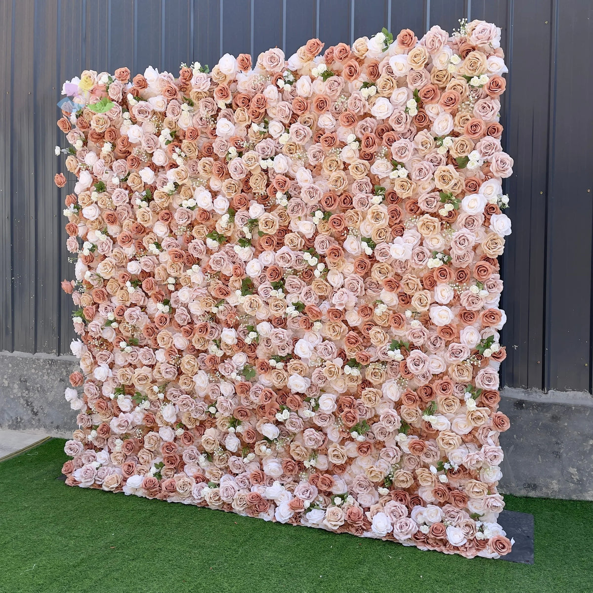 White Baby Breath Rose Artificial Flower Wall Backdrop Roll up 5D Simulation Floral Wall Wedding Banquet Hall Event Photo