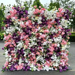 Custom 3d Roll up Fabric Cloth Base Pink Silk Rose Flowerwall Backdrop Panel Decor Artificial Flower Wall for Wedding Decor - #13 green
