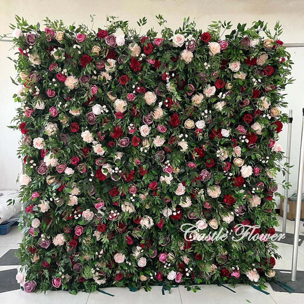 L-R513 Custom High Quality Wholesale 5D Pink Mixed Flowers for Wedding Party Decoration, Best Selling Artificial Flower Wall