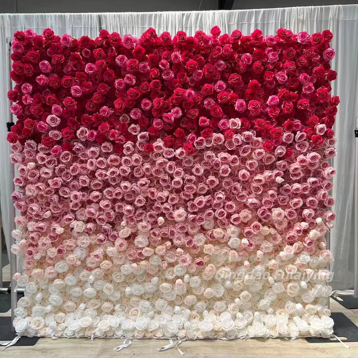 Customize Handmade Realistic 5D Roll Cloth Artificial Silk Rose Flower Wall Wedding Back School Eco-friendly Decor Panel