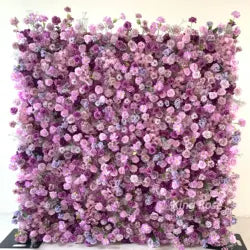 Wholesale Artificial Silk Rose Flower Wall Fabric Flower Wall Roll up Floral Wall Backdrop for Wedding Stage Decor