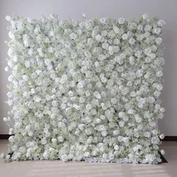 EG-M041 5D 8ft X 8ft Roll up Fabric Flower Wall Artificial Rose White Flower Wall for Wedding Backdrop Decoration - 1 Square Meter / Red 11