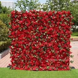 8x8ft Eco-Friendly Modern Wedding Backdrop Decor Pink Floral 3D Roll up Artificial Silk Rose Flower Wall Panel for Party Events - 100x100cm(39.37x39.37in) / 18#