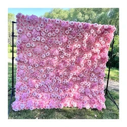 MYFW High-quality Customized 5D 3D Flower Wall Backdrop Silk Artificial Decorative Flower Wall Pink Wedding Rose Wall Penels - 240*240cm free size you like / Light Pink 02