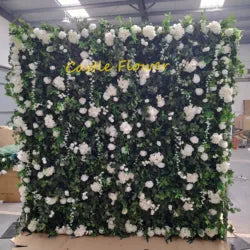 O-W011 8ft X 8ft  Roll up Cloth Flower Wall Backdrop Events Wedding Decor Artificial Flowers Wall Silk Rose Wall Flower Decor - 60cm x 40cm,8ft *8ft, 10ft*10ft / #043