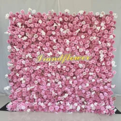 8x8 ft Silk Flower Wall Panel Square Artificial Floral Backdrop for Wedding Hotel Banquet Event Decoration - 8ft*8ft / Red 3
