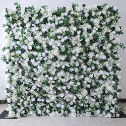 A01 Custom Pink White Floral Wall Panel Backdrop 3D 5D Roll up Zipper Fabric Artificial Silk Rose Flower Wall for Wedding Decor - #1 446