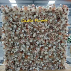 O-W011 8ft X 8ft  Roll up Cloth Flower Wall Backdrop Events Wedding Decor Artificial Flowers Wall Silk Rose Wall Flower Decor - 60cm x 40cm,8ft *8ft, 10ft*10ft / #058