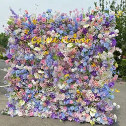 Custom OEM ODM Artificial Flower Wall 3D Mixed Silk Artificial Flowers Handmade Roll up Backdrop for Wedding Event Party Decor - 8ft*8ft, 10ft*10ft, Customized / FW714