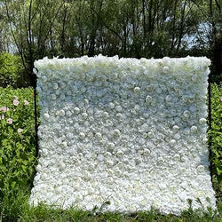 Custom 3D 5D Fabric Cloth Roll up Artificial Silk Rose Peony Flowers Wall Backdrop Panel Wedding Decor Artificial Flower Wall