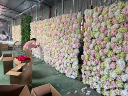 Wholesale Forest Artificial Flower Wall Roll up 8ftx8ft Greenery Silk Floral Wall Wedding Backdrop Decoration for Photography - Large (2' - 2.5') / 1m*1m