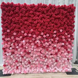 Cheap Artificial Rose Flower Wall Panel Backdrop Roll up 8ft X 8ft Flower Wall for Wedding Party Event Decoration - Small / #4 Colorful