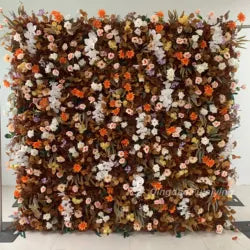 8x8ft Eco-Friendly Modern Wedding Backdrop Decor Pink Floral 3D Roll up Artificial Silk Rose Flower Wall Panel for Party Events