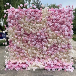 Floral Wall Panel White Flower Arch for Wedding Party Supplies 8ft X 8ft square Blue purple Artificial Flower Wall Backdrop - 3.3*3.3in / Purple square meters-13