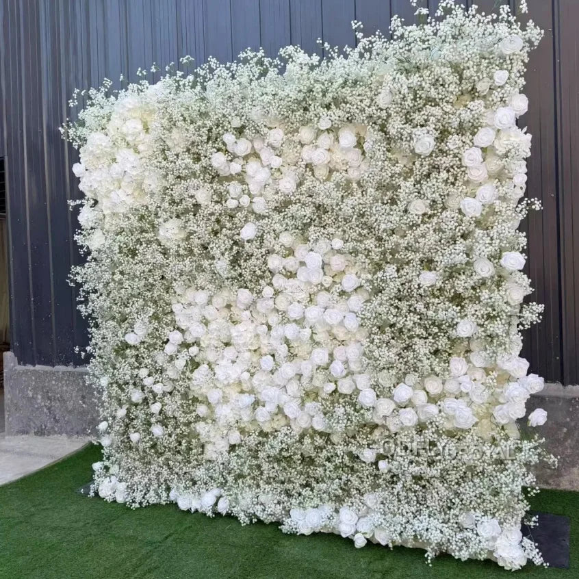 8x8ft Silk Handmade Rose Wall Artificial Flower 3D Wall Decor Roll Panel for Wedding Christmas Valentine's Day