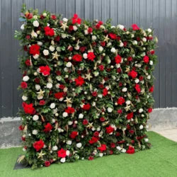 White Baby Breath Rose Artificial Flower Wall Backdrop Roll up 5D Simulation Floral Wall Wedding Banquet Hall Event Photo - 1*1ft / #18