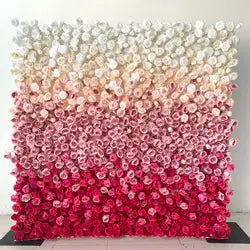 White Baby Breath Rose Artificial Flower Wall Backdrop Roll up 5D Simulation Floral Wall Wedding Banquet Hall Event Photo - 1*1ft / 41