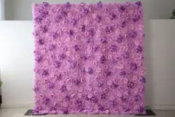 Custom 3D White Plastic Fabric Handmade Artificial Rose Flower Wall Wedding Mother's Day Background Decoration