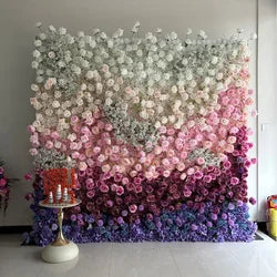 Roll up Fabric Artificial Flower Wall Oem Luxurious Artificial Flowers Wall Panels Backdrop 8ftx 8ft Decoration for Wedding Home - 08 / 1m*1m(3.28ft*3.28ft)