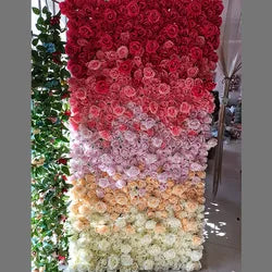 8*8ft Customized 3D Plant Backdrop Fabric Rose Artificial Flower Wall Decor for Home Party Wedding Baby Shower Halloween