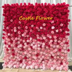 L-R513 Custom High Quality Wholesale 5D Pink Mixed Flowers for Wedding Party Decoration, Best Selling Artificial Flower Wall - 8ft*8ft, 10ft*10ft, Customized / FW508