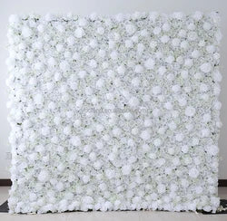 A01 Custom Pink White Floral Wall Panel Backdrop 3D 5D Roll up Zipper Fabric Artificial Silk Rose Flower Wall for Wedding Decor