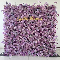 Customized 3D Silk Roll up Cloth Back Drop Panel 8ft X 8ft Wedding Events Artificial Red Rose Flower Wall Backdrop for Wedding - 8*8ft,10*10ft,Custom / 8