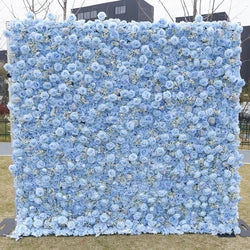 Floral Wall Panel White Flower Arch for Wedding Party Supplies 8ft X 8ft square Blue purple Artificial Flower Wall Backdrop - 3.3*3.3in / White square meters-3