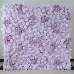 EG-M041 5D 8ft X 8ft Roll up Fabric Flower Wall Artificial Rose White Flower Wall for Wedding Backdrop Decoration - 1 Square Meter / White 20