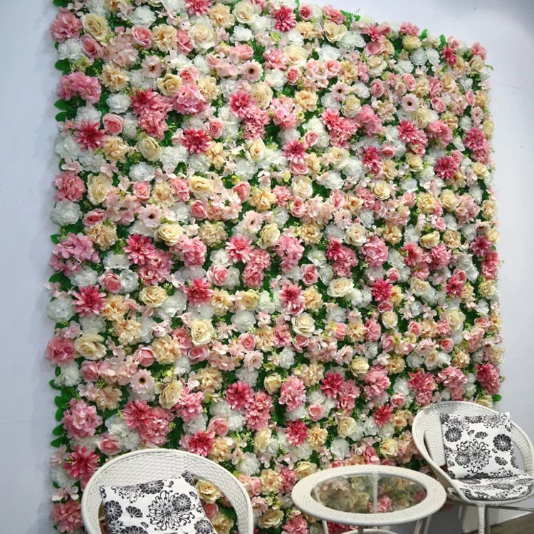 Silk Flower Wall Stand Artificial Rose Panel Christmas Halloween Wedding Graduation Easter Floral Stage Backdrop Decorations