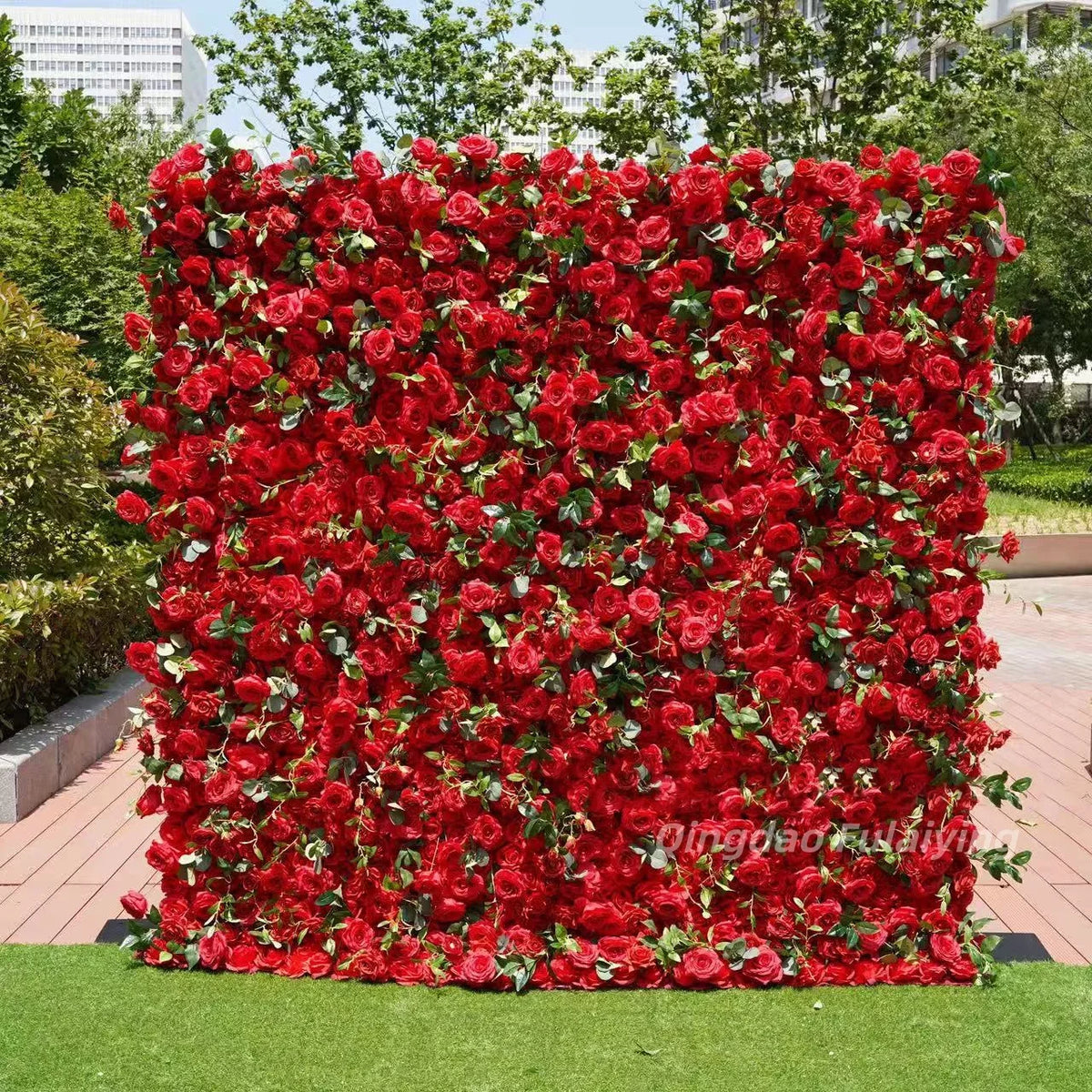Customize Handmade Realistic 5D Roll Cloth Artificial Silk Rose Flower Wall Wedding Back School Eco-friendly Decor Panel