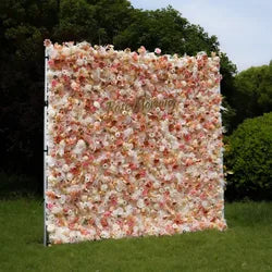 Wholesale Cloth Base Artificial Rose Flower Wall Background Wedding Decoration Sign-in Flower Row for Reception Flower Wall - 1*1m(3.28*3.28ft) / pure white 22