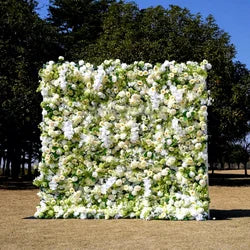 Wholesale Cloth Base Artificial Rose Flower Wall Background Wedding Decoration Sign-in Flower Row for Reception Flower Wall - 1*1m(3.28*3.28ft) / blue pink 21