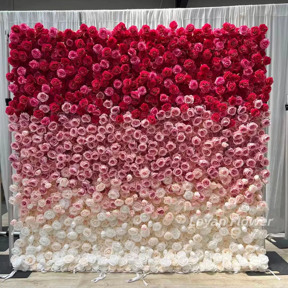 8ft X 8ft Floral Wall Panel Red Rose Flower Wall Backdrop Wedding Supplies 3D Style Silk Flower Decorations