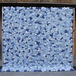 3d Flower Background Artificial Flower Wall Panels Decoration Blue Silk Rose 8x8 Roll up Flower Wall Wedding Backdrops - 4 / 1m*1m/3.5ft*3.5ft