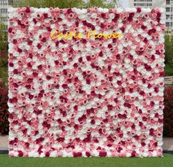 O-W011 8ft X 8ft  Roll up Cloth Flower Wall Backdrop Events Wedding Decor Artificial Flowers Wall Silk Rose Wall Flower Decor - 60cm x 40cm,8ft *8ft, 10ft*10ft / #035