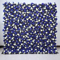 A01 Custom Pink White Floral Wall Panel Backdrop 3D 5D Roll up Zipper Fabric Artificial Silk Rose Flower Wall for Wedding Decor - #45 278