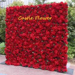 Customized 3D Silk Roll up Cloth Back Drop Panel 8ft X 8ft Wedding Events Artificial Red Rose Flower Wall Backdrop for Wedding - 8*8ft,10*10ft,Custom / 17