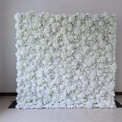 EG-M041 5D 8ft X 8ft Roll up Fabric Flower Wall Artificial Rose White Flower Wall for Wedding Backdrop Decoration - 1 Square Meter / Red 24