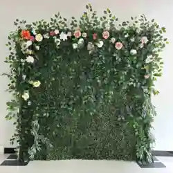 EG-M041 5D 8ft X 8ft Roll up Fabric Flower Wall Artificial Rose White Flower Wall for Wedding Backdrop Decoration - 1 Square Meter / Blue 30